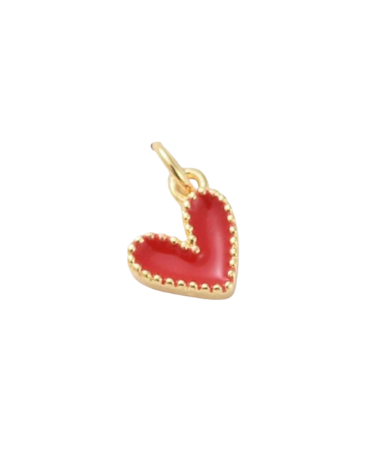 Tiny Enamel Heart Charm