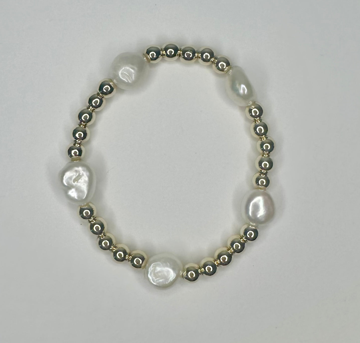 Cleo 14k gold beaded bracelet with freshwater pearls