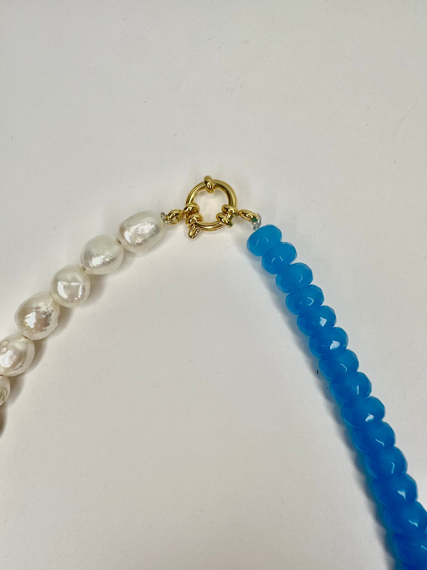 Aqua Pearl Gemstone Necklace