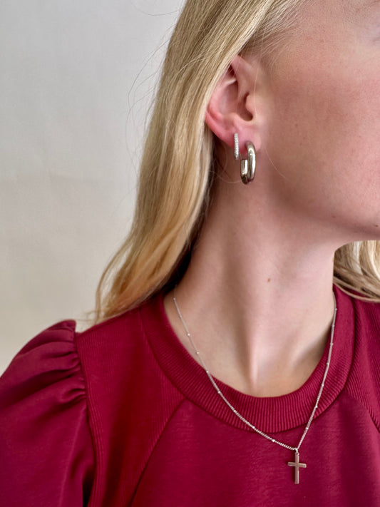 Rhinestone Huggies - Silver