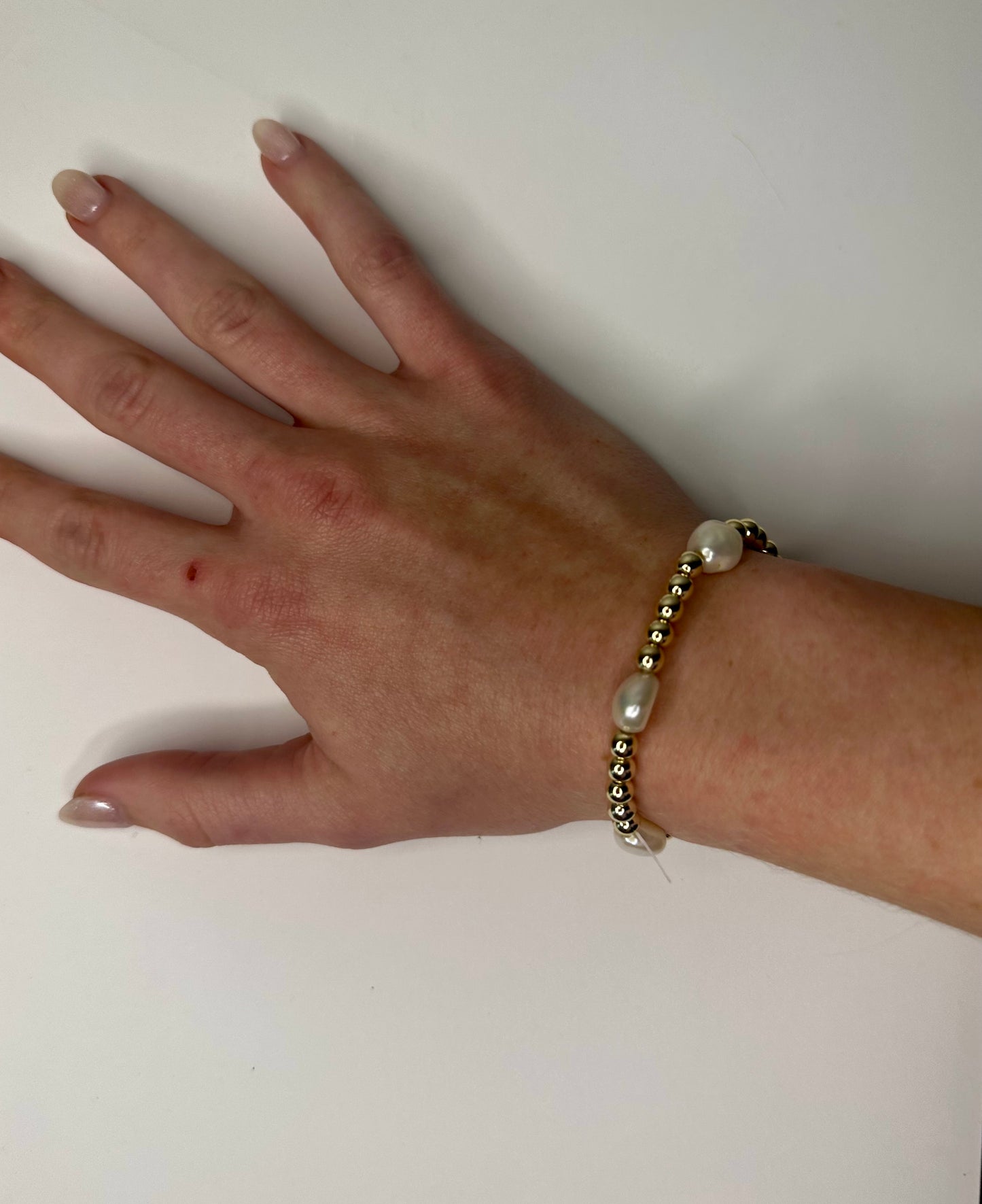 Cleo 14k gold beaded bracelet with freshwater pearls