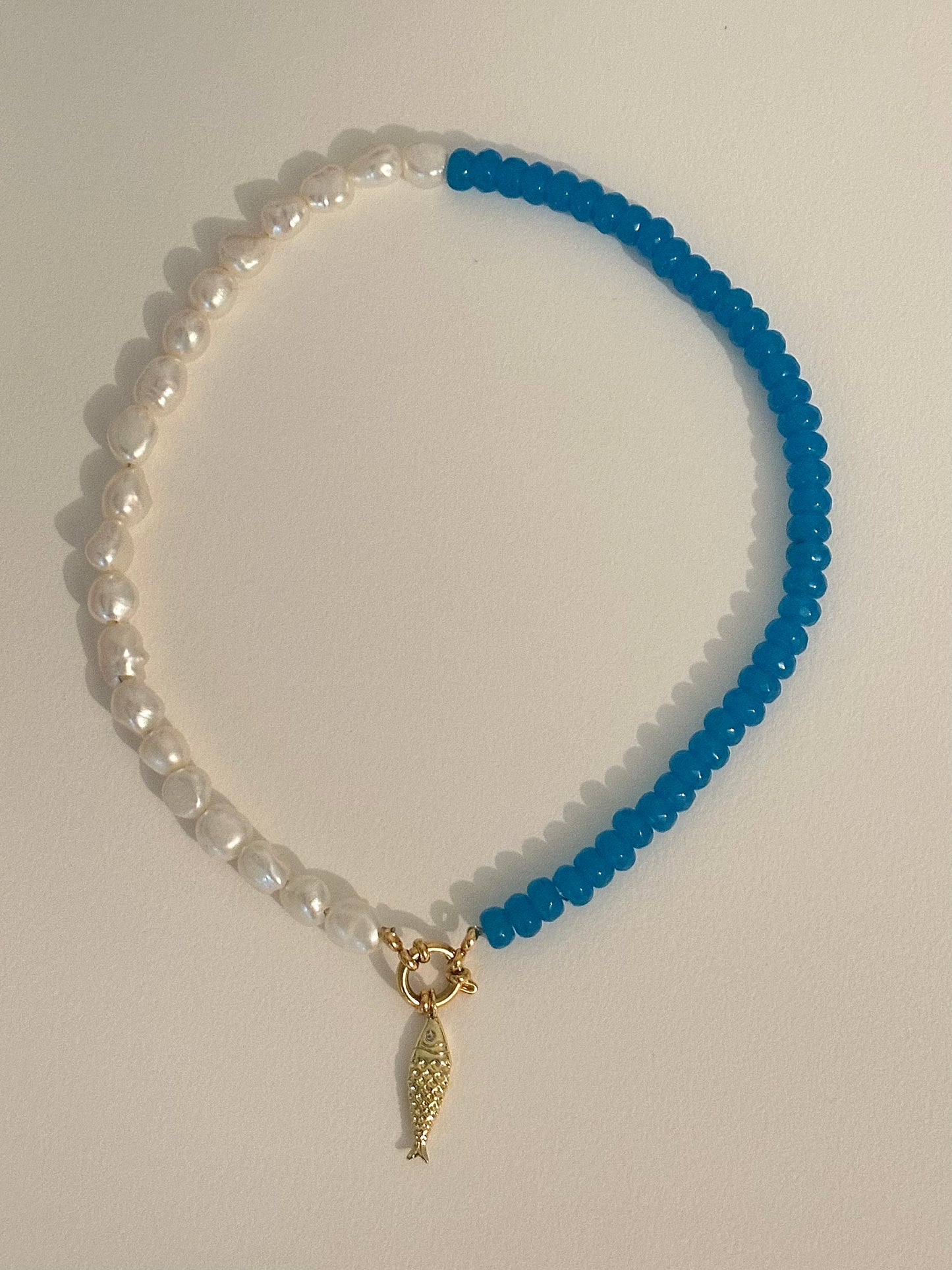 Aqua Pearl Gemstone Necklace