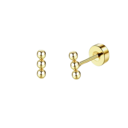 Triple Threat Mini Gold Stud Earrings