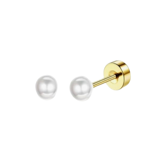 Pearl Mini Gold Stud Earrings