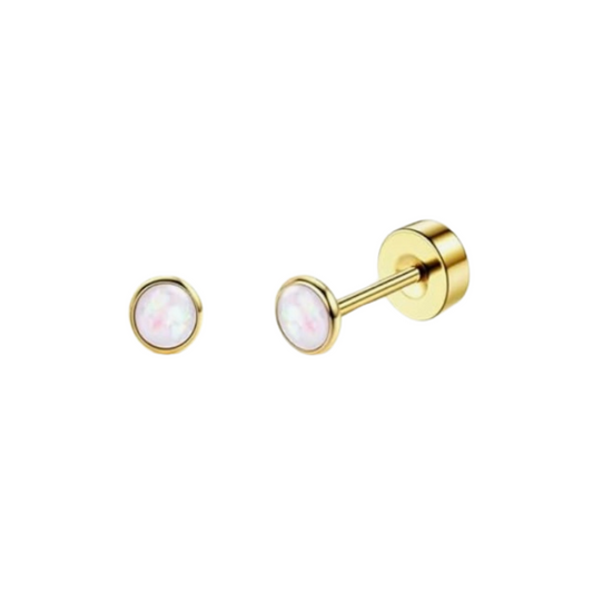 Opal Mini Gold Stud Earrings