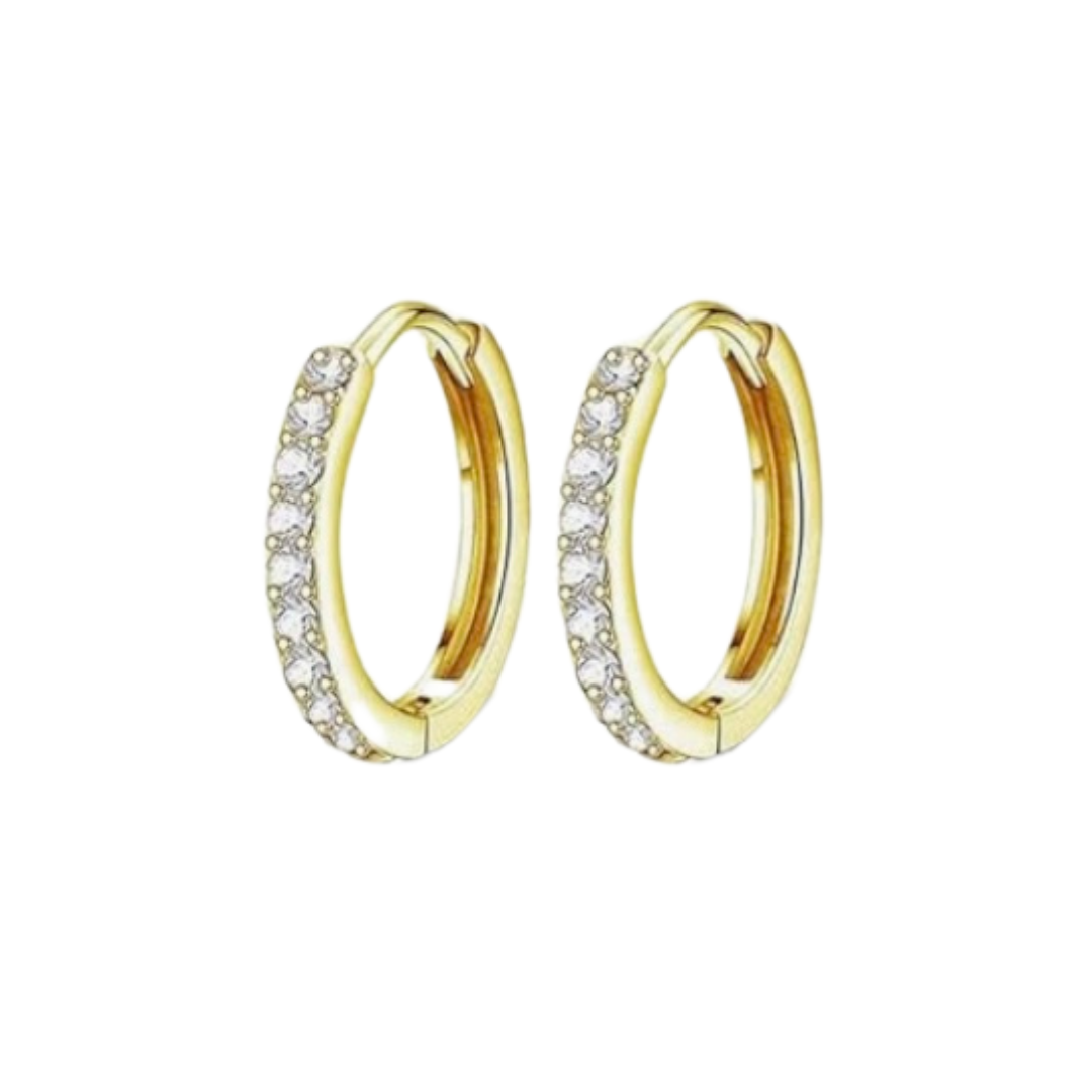 Minimalist Rhinestone Gold Hoops