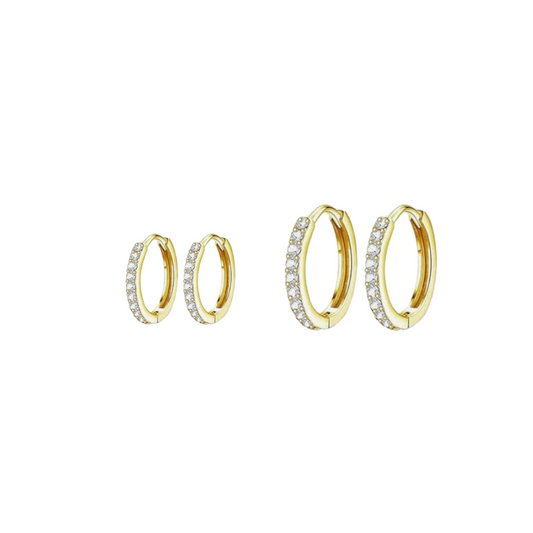 Minimalist Rhinestone Gold Hoops