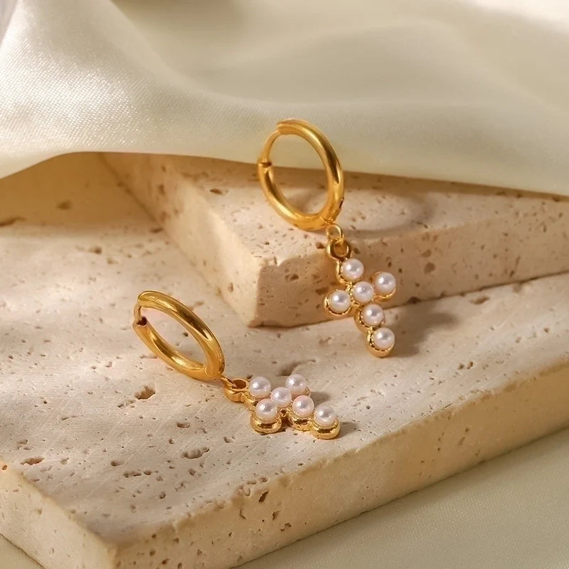 Beaded Pearl Huggies