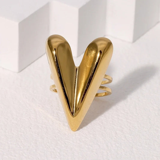 Chunky Heart Adjustable Ring