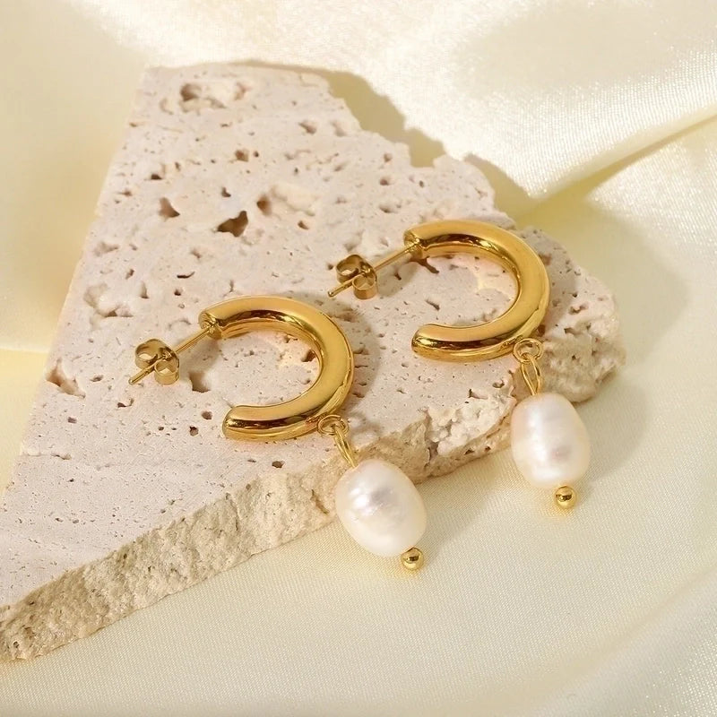Seaside Chunky Pearl Hoops