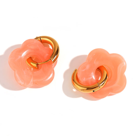Poppy Hoops - Coral