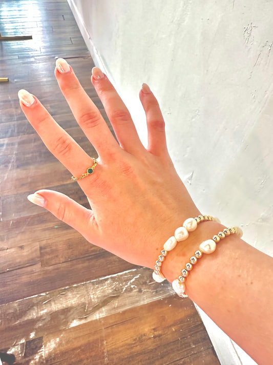 Cleo 14k gold beaded bracelet with freshwater pearls