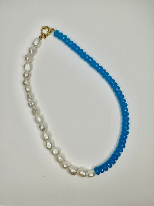 Aqua Pearl Gemstone Necklace