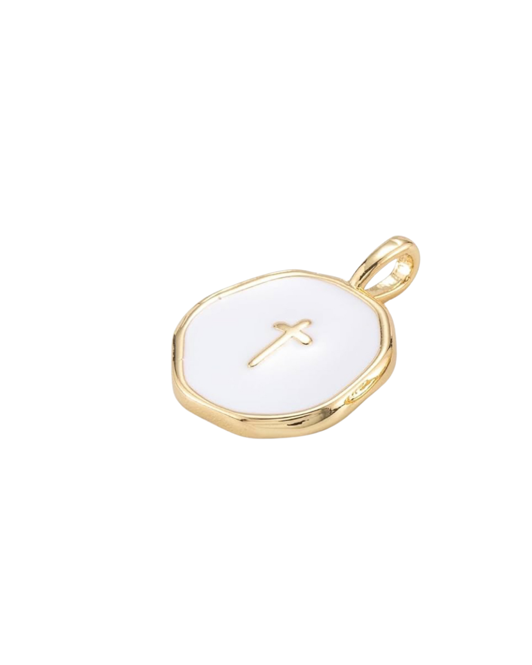 White Enamel Cross Charm
