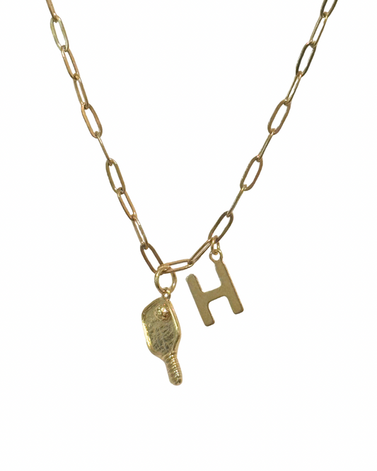 Pickleball Pro Initial Charm Necklace