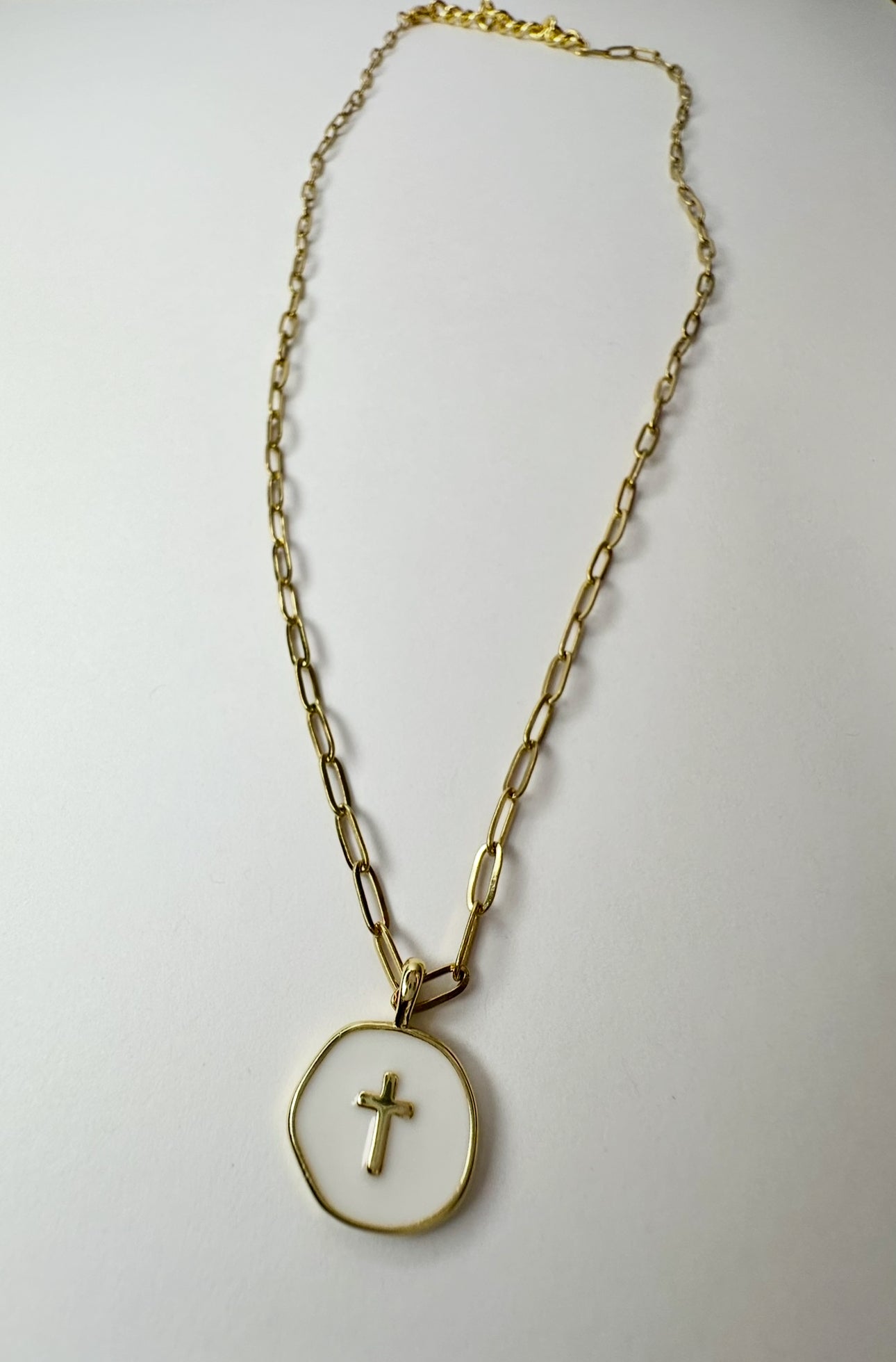 Cross Pendant Necklace (paperclip chain)