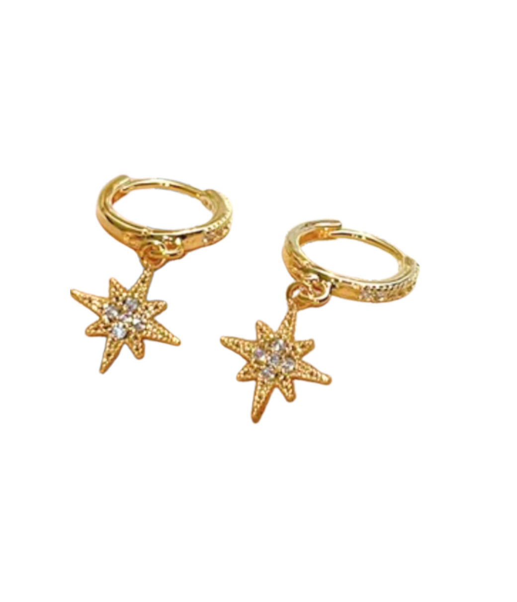 Christmas Star Drop Hoop Earrings