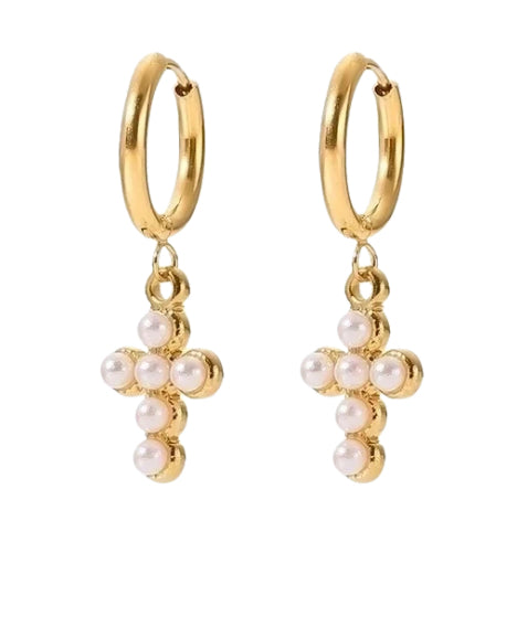 Beaded Pearl Huggies
