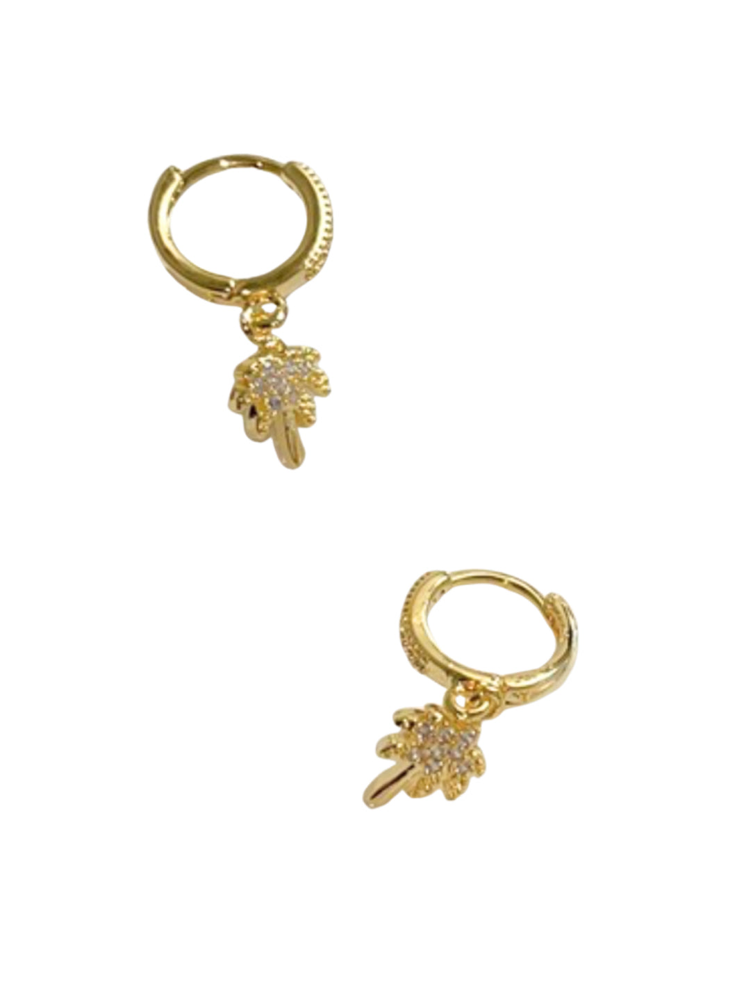 Palm Tree Drop Hoop Earrings