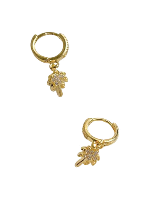 Palm Tree Drop Hoop Earrings