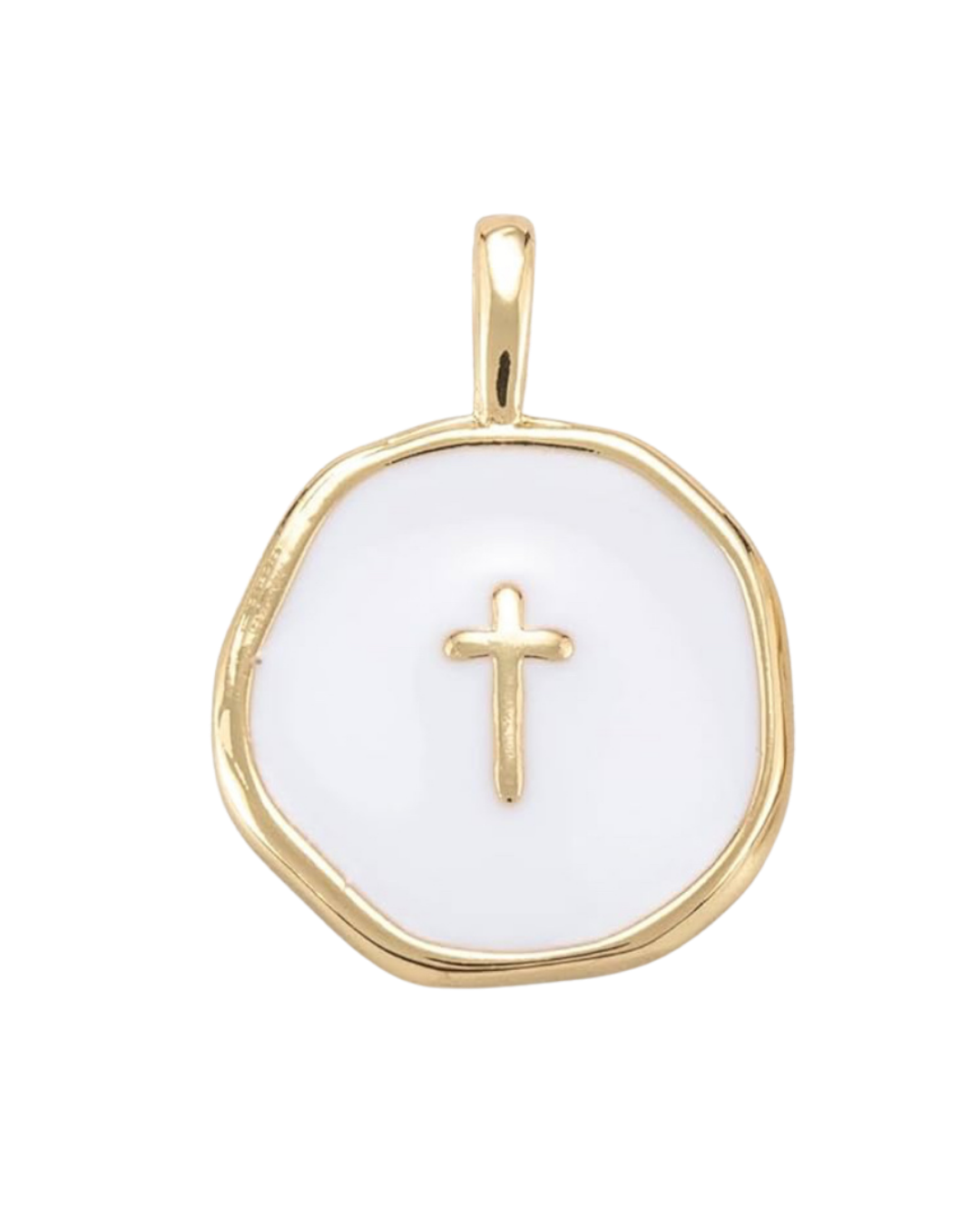 White Enamel Cross Charm