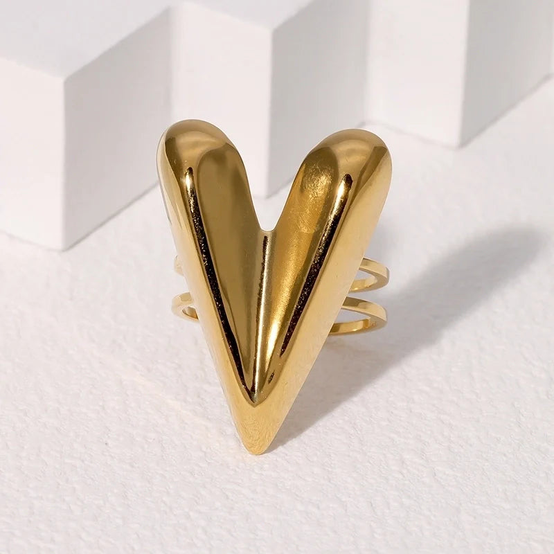 Chunky Heart Adjustable Ring