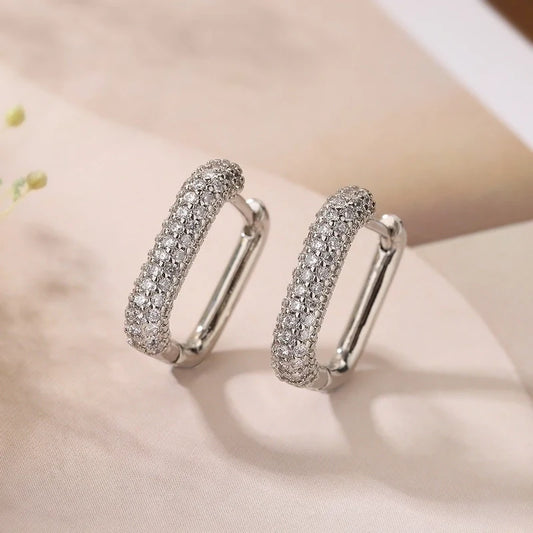 Rhinestone Huggies - Silver