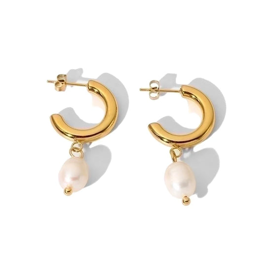 Seaside Chunky Pearl Hoops