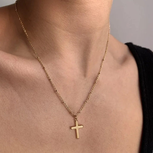 Minimalist Cross Necklace - Gold